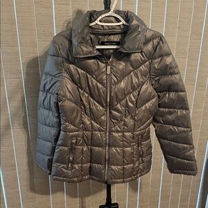 Kenneth Cole Women's Metallic Gray Puffer Jacket